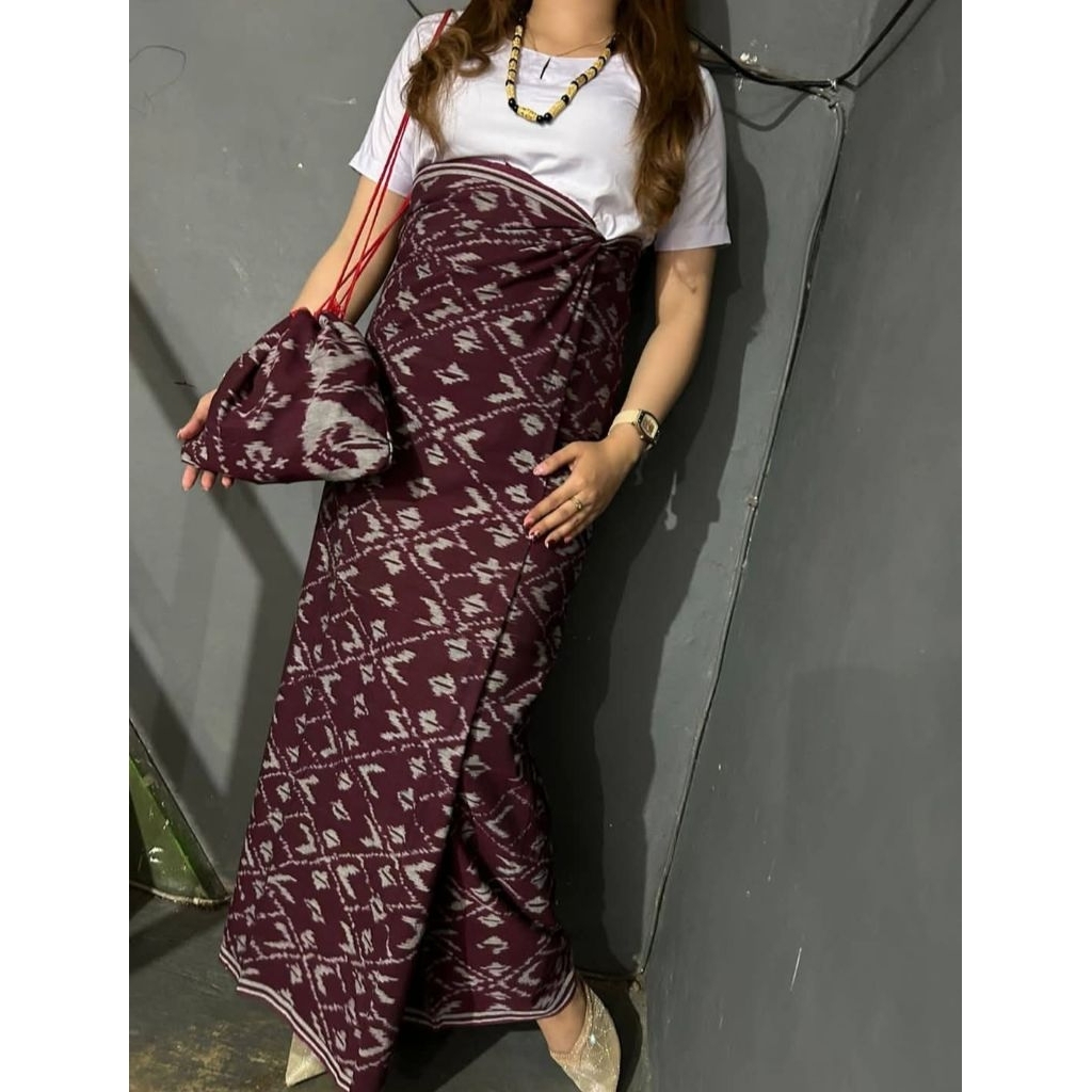 BAJU + SARUNG TENUN BLANGKET + TASS SEPUK ADAT TORAJA - TENUN ASLI JEPARA