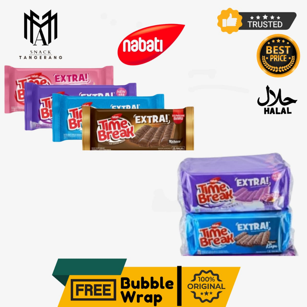 Nabati Time Break Extra Strawberry Coklat Kelapa Korean Goguma 1 Renceng isi 10 Pcs @32 Gr