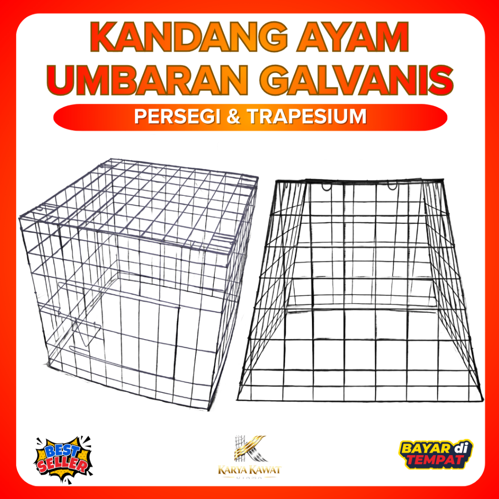 Kandang Ayam Umbaran Galvanis Ukuran Kotak & Trapesium | Best Seller & Best Quality