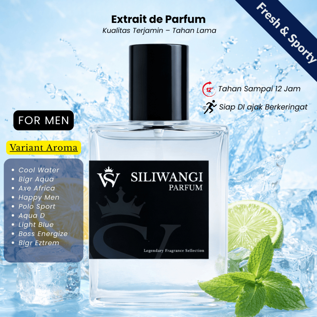 Parfum Pria Fresh & Sporty - Wangi Segar Enerjik Tahan Lama - Inspired By Siliwangi Parfum