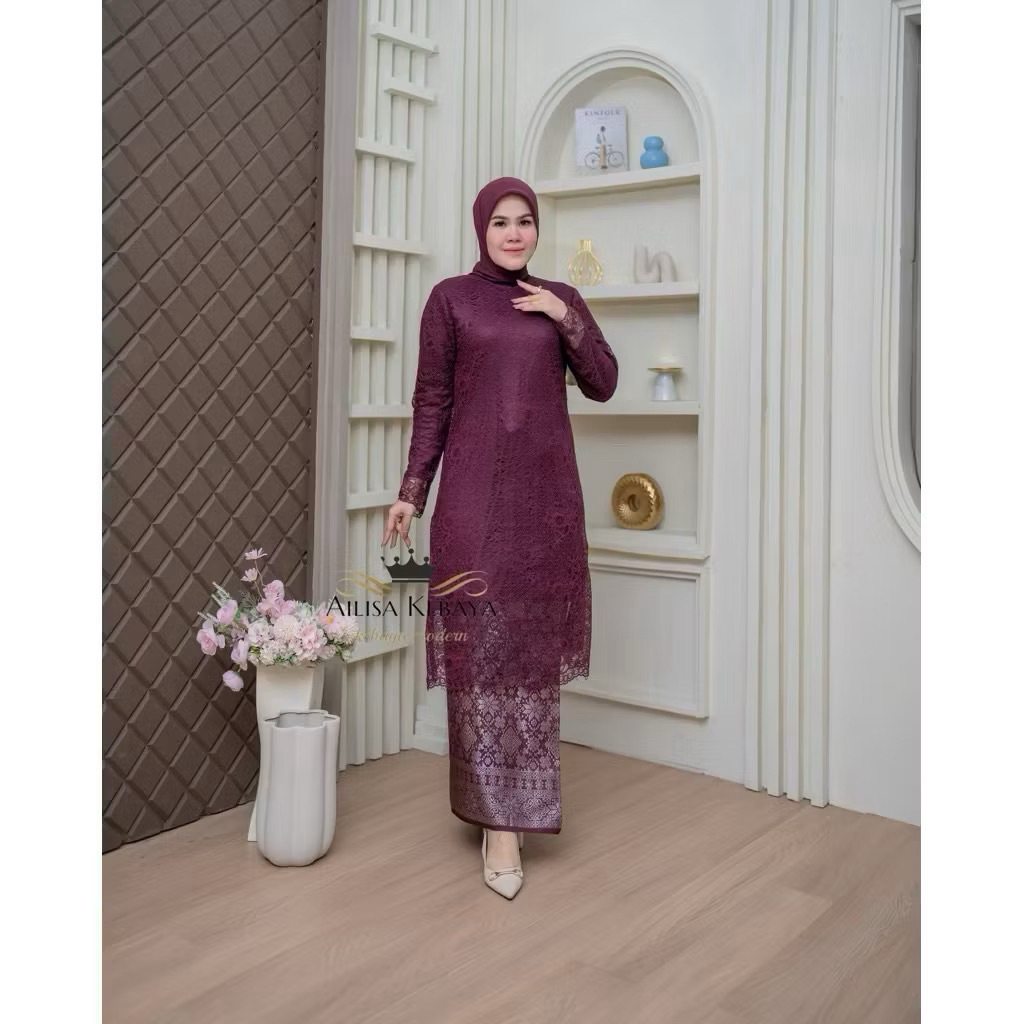 (FREE HIJAB) KIRANAOL - KEBAYA BRUKAT MODERN - BAJU KEBAYA MODERN - KEBAYA PESTA - KEBAYA MALAYSIA -
