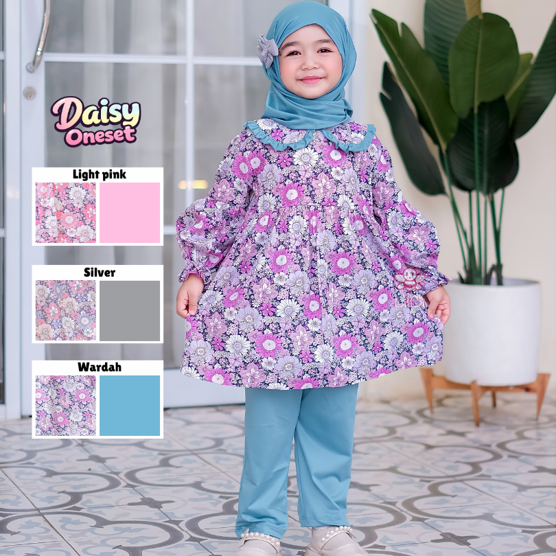 Daisy One Set Lilbi - LittleBeeBoutique - OneSet Muslim Anak Perempuan - Baju Muslim Anak Perempuan