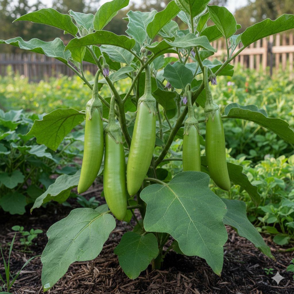 40 biji Benih Terong Hijau Unggul -Terong hijau panjang