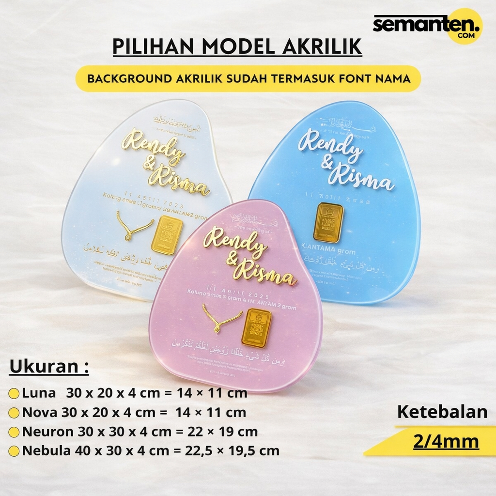 Tambahan Bacground Mahar Akrilik Custom Dekorasi Mahar Sudah Termasuk Tulisan Nama Akrilik