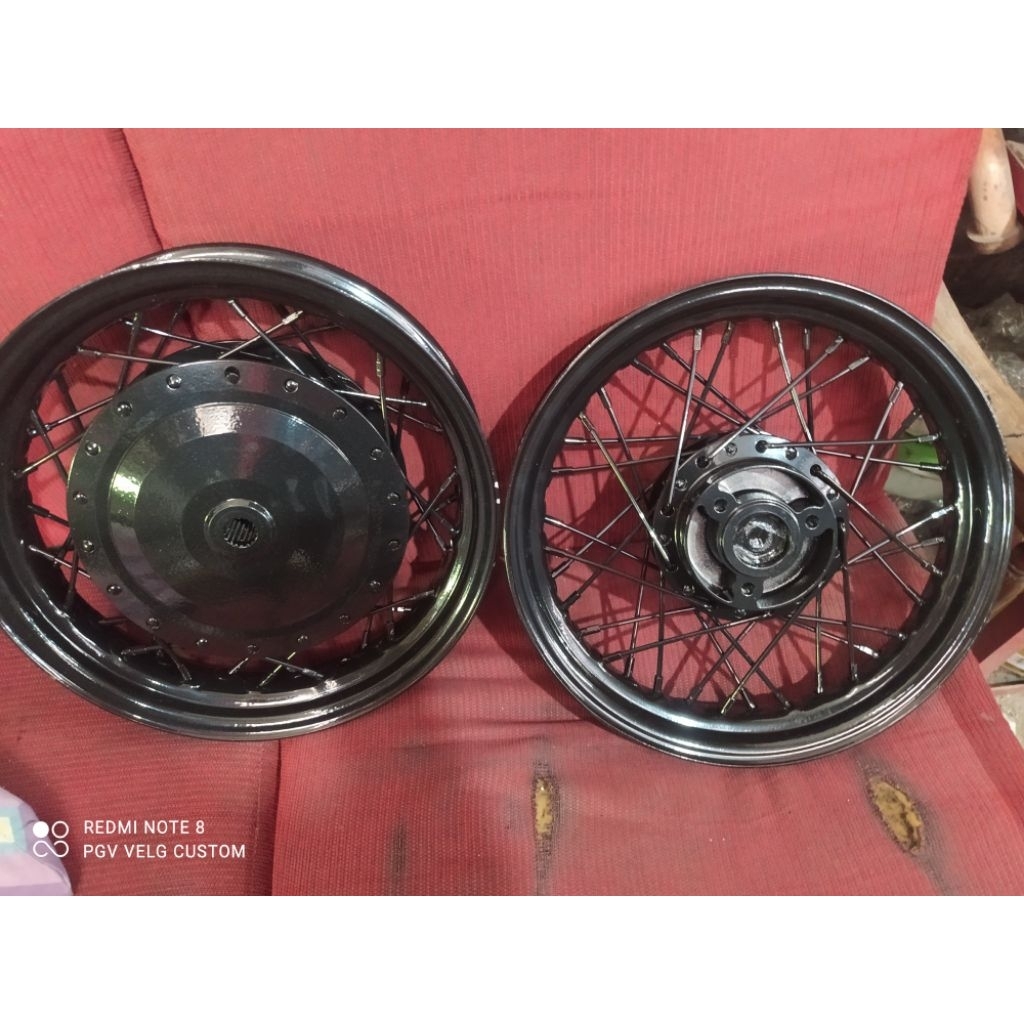 velg jari jari ring 12 300 Tromol Ori Xeon 125 belakang 12 300 beat depan full hitam velg custom