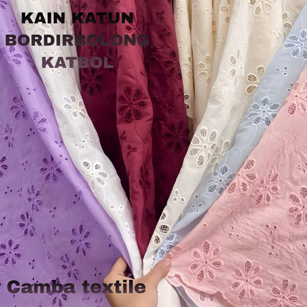 KAIN KATUN  BORDIR BOLONG | KAIN KATBOL MOTIF BAHAN DRESS,MUKENA,BLUSS,OUTER