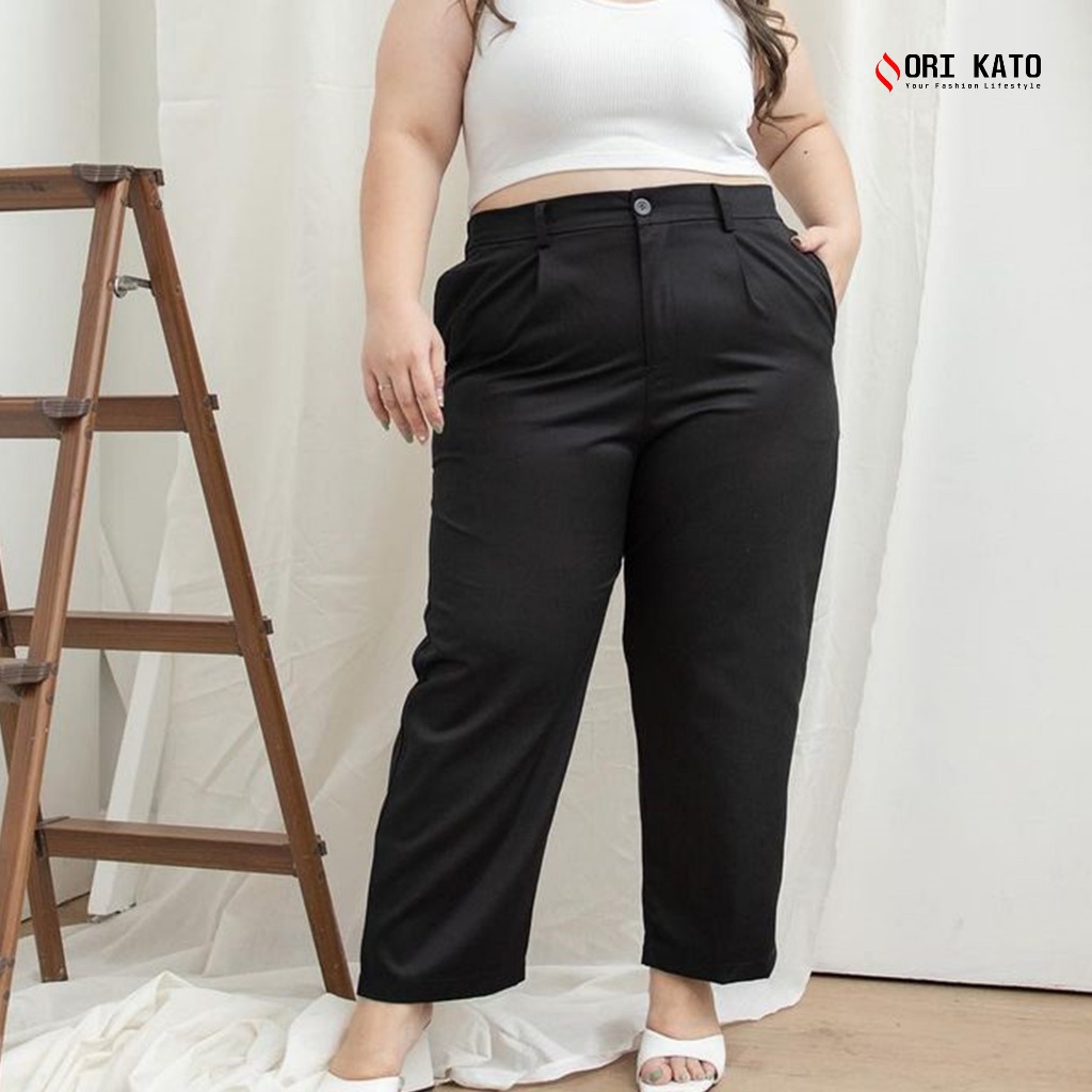 Celana Wanita Jumbo Pinggang Karet BB Sampai 120kg baggy pants big size bisa untuk kerja