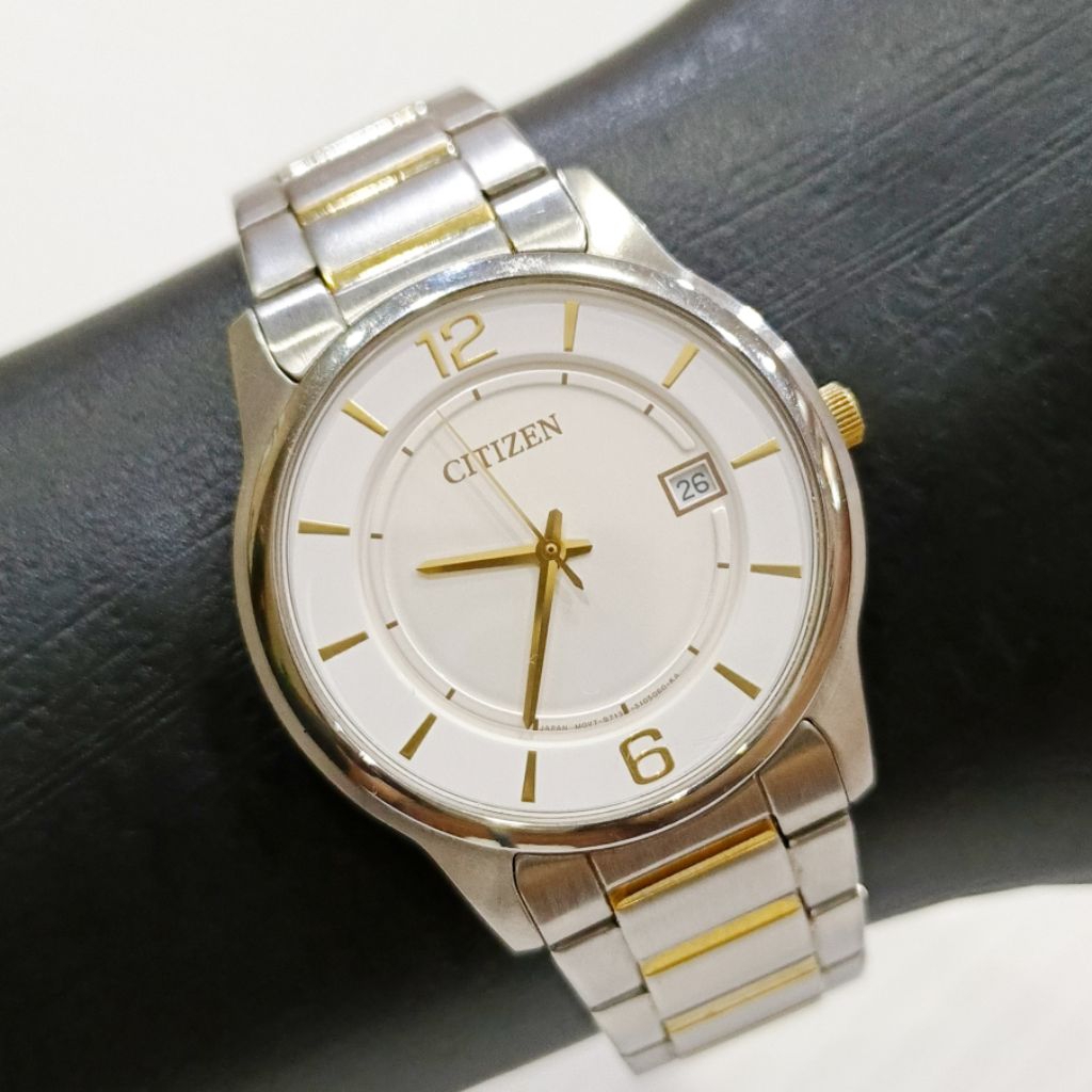 Jam Tangan Citizen Classic Slim Two Tones Quartz Watch Klasik Mewah Pria Cowok Tipis Bekas Original