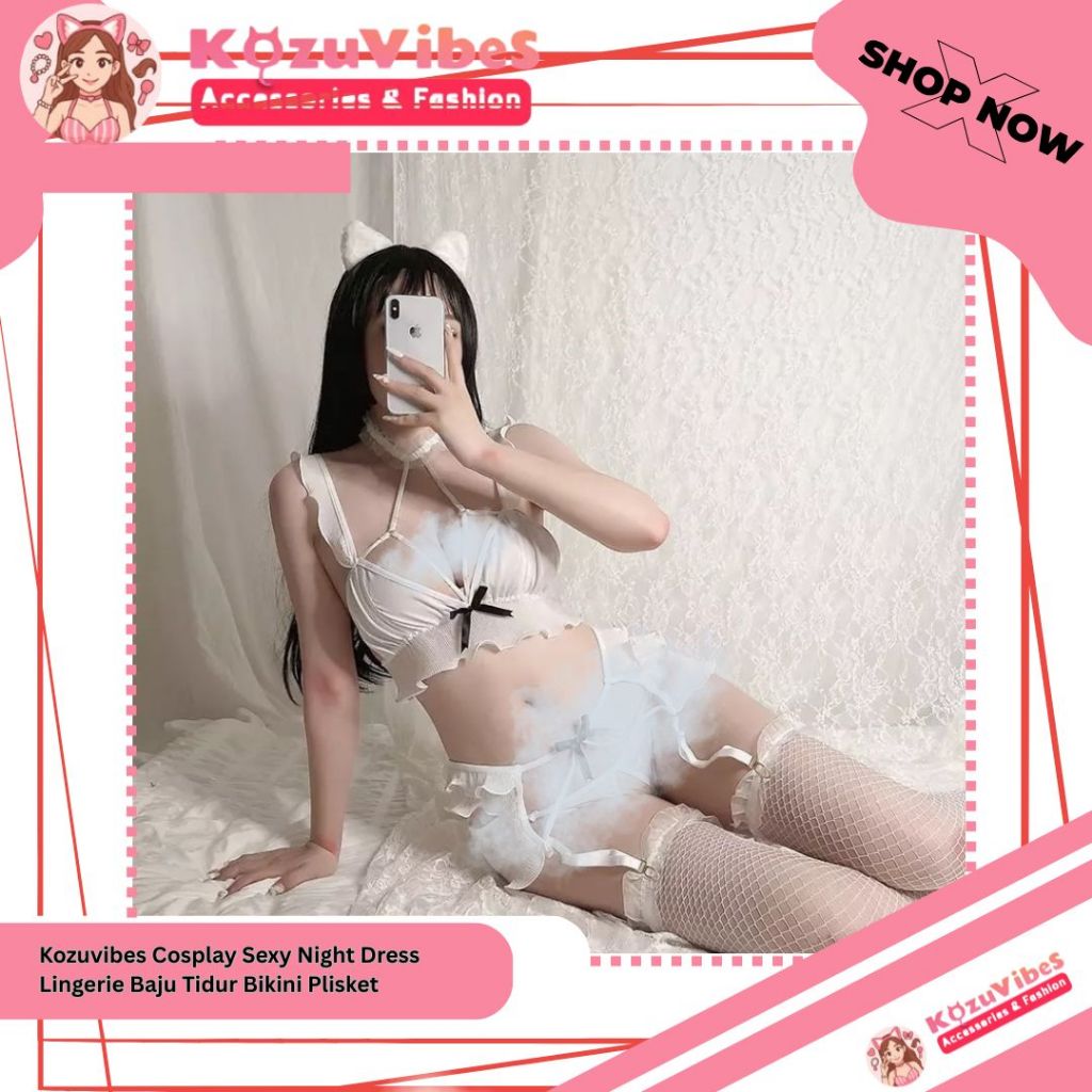 Kozuvibes Cosplay Sexy Night Dress Lingerie Baju Tidur Bikini Plisket