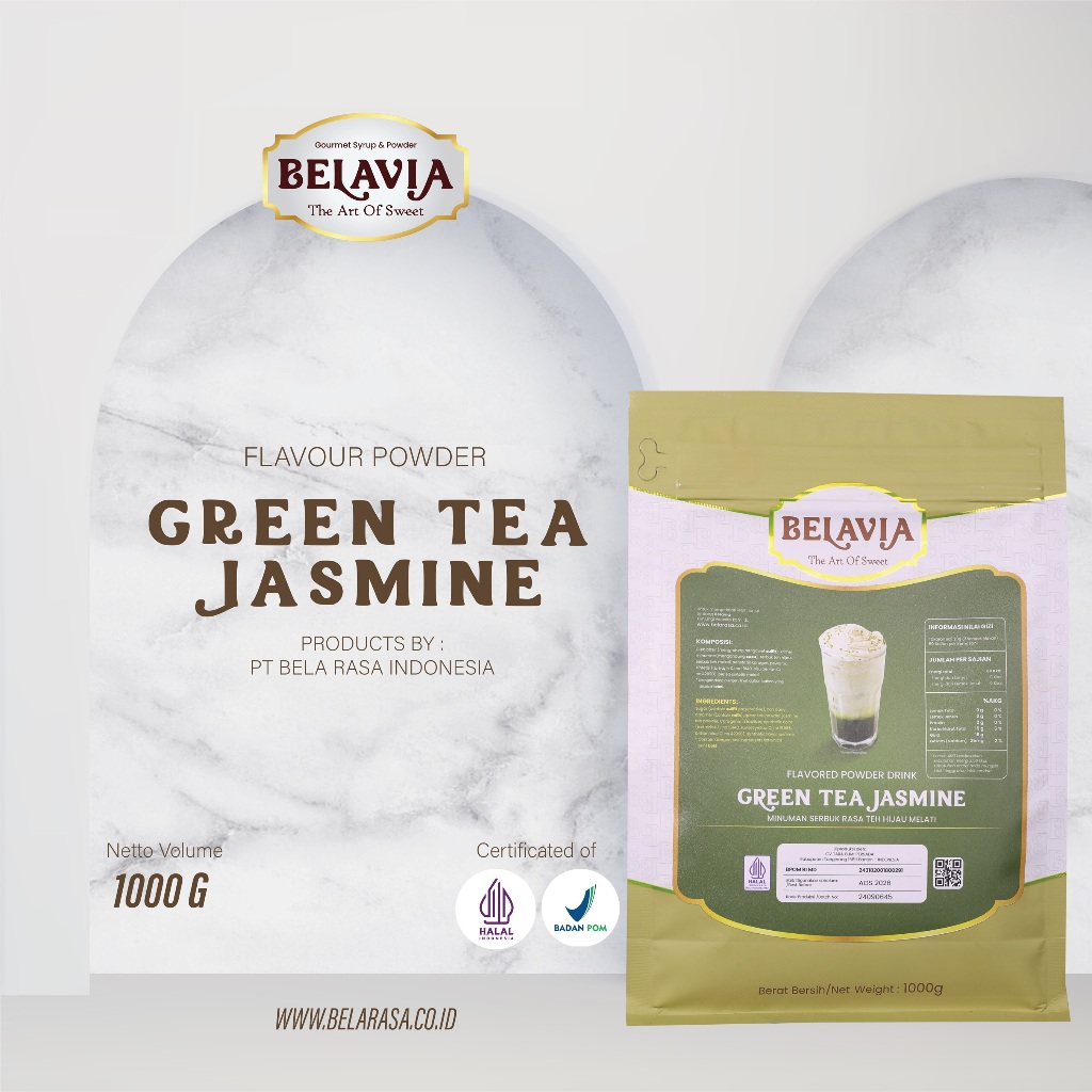 Green Tea Jasmine - Powder Belavia 1000gr Halal BPOM