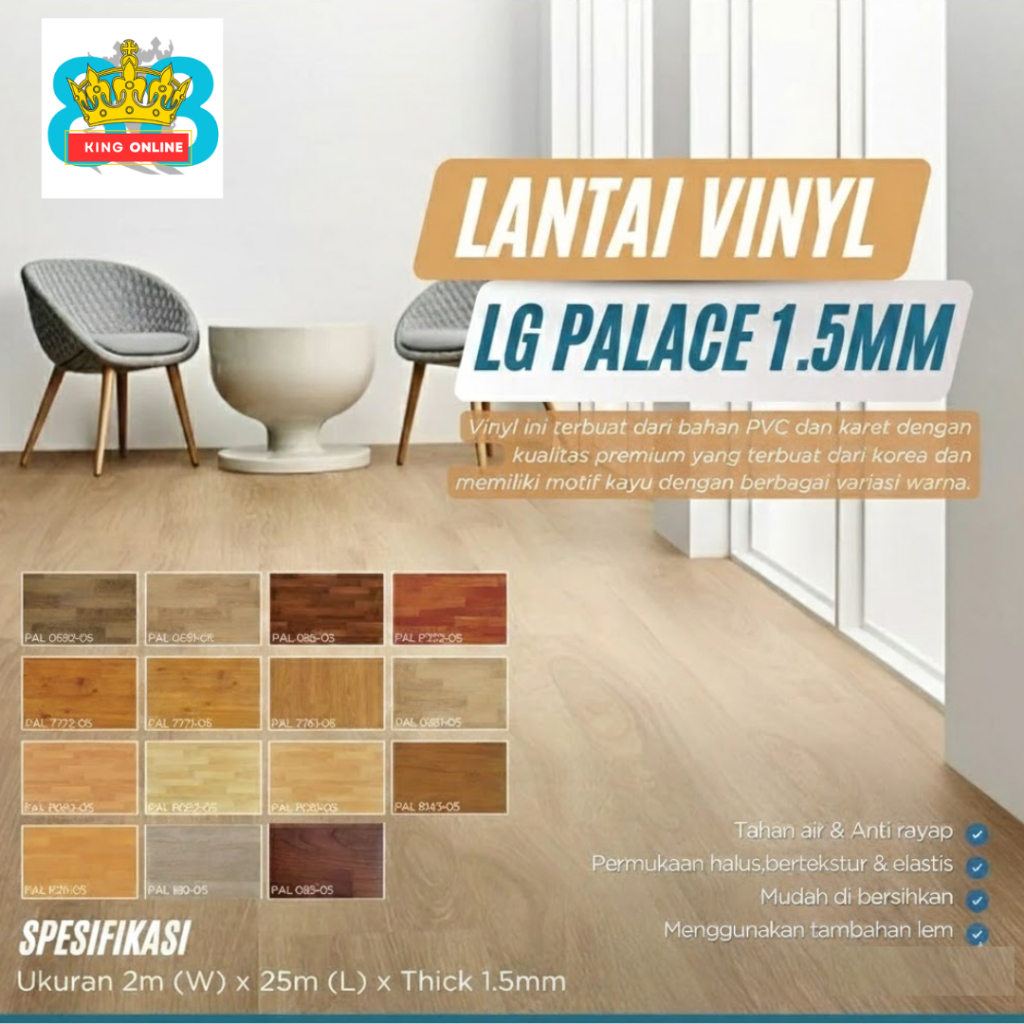 Karpet Lantai Vinyl Roll Gulungan Tebal 1.5 MM Motif Kayu – Vinyl Roll 2M x 1.5MM Dekoratif