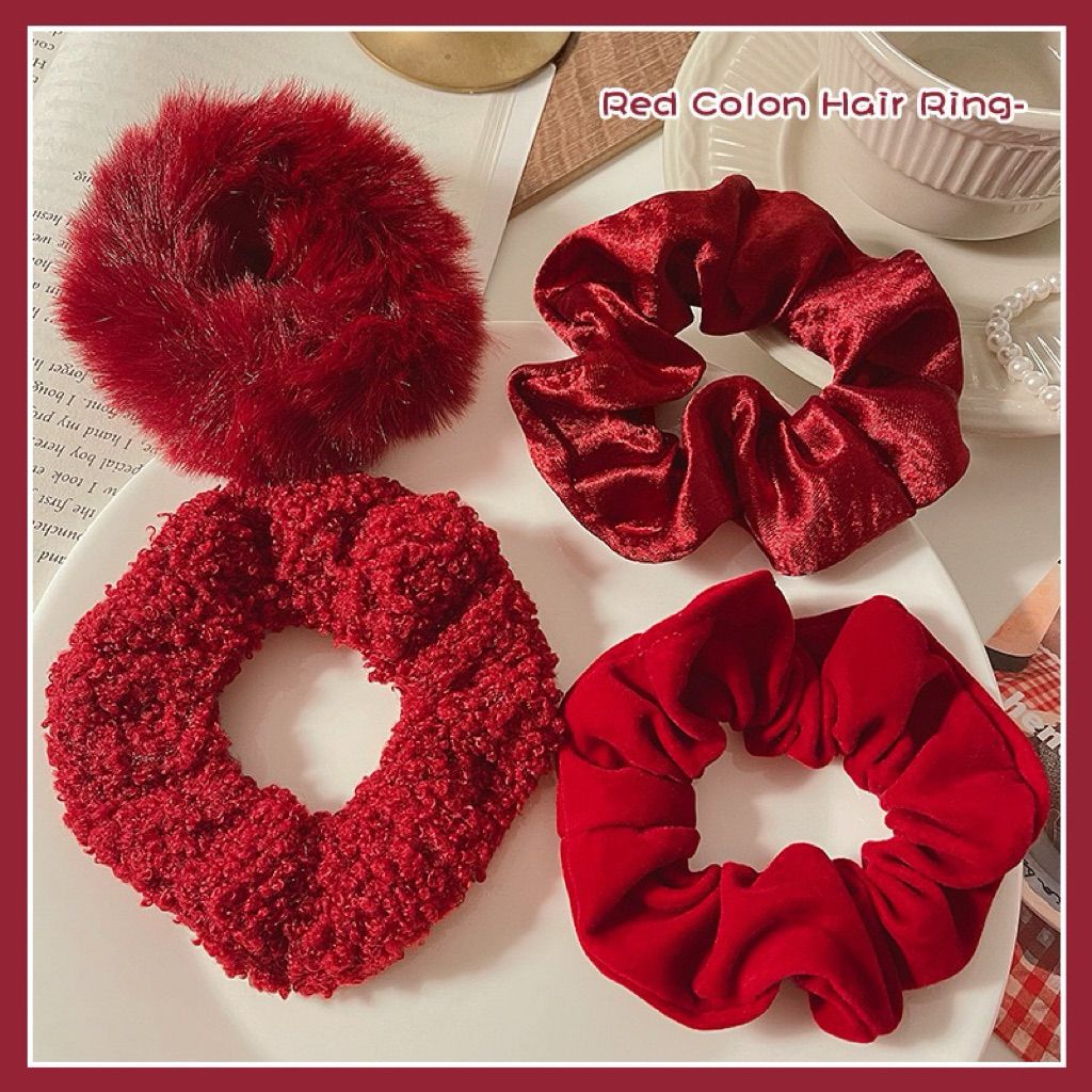Kikidoo Scrunchie Korea Ikat Rambut Kain Bludru Red Velvet JR275