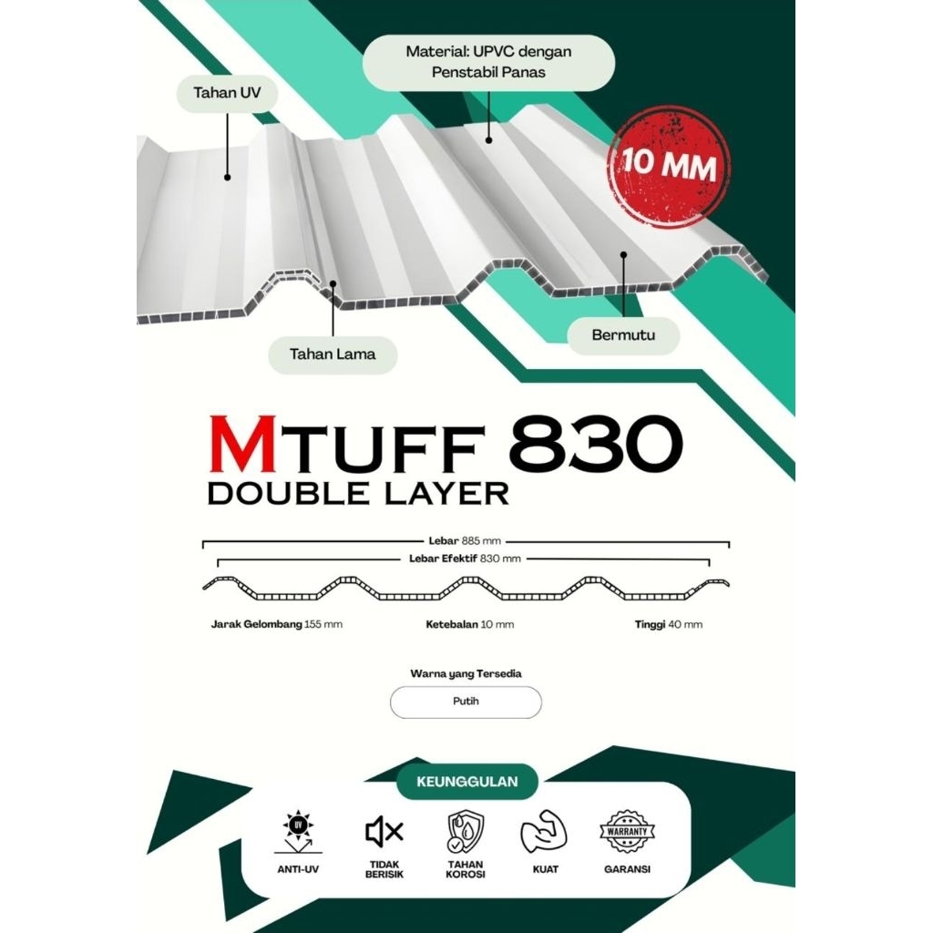 Atap  UPVC double layer 830