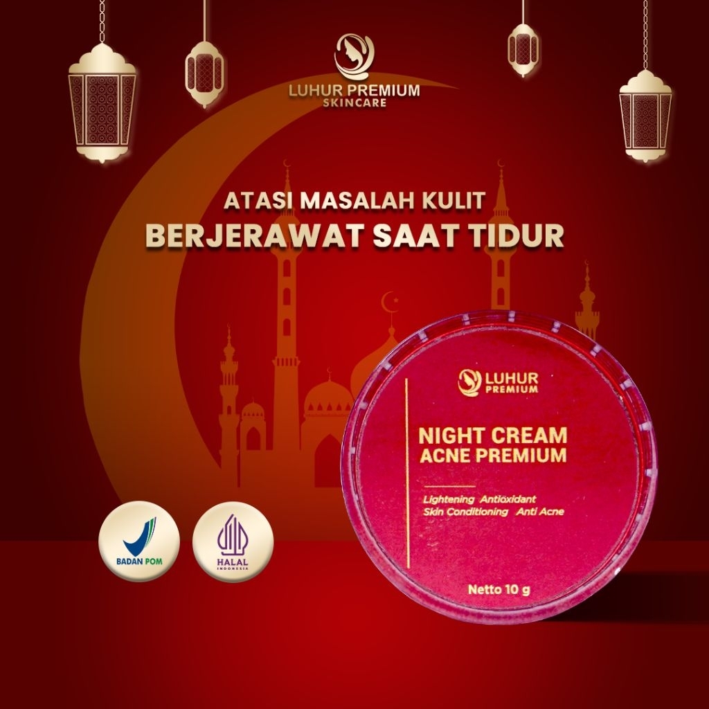 Luhur Premium - Night Cream Acne Krim Malam Wajah Berjerawat Skin Lightening Anti Acne