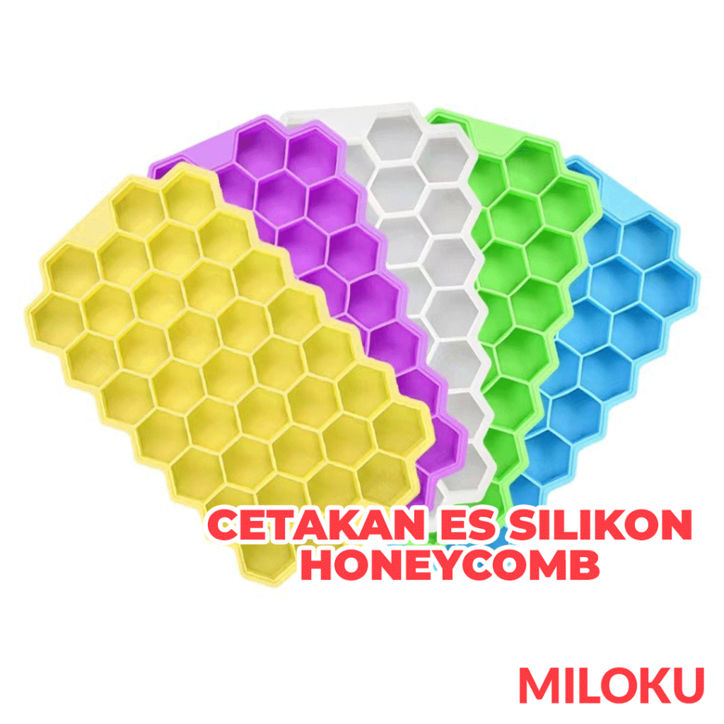Miloku Cetakan Es Batu Silikon Ice Cube Tray Agar Jelly Buah Coklat Honeycomb Flexibel Hexagonal Foo
