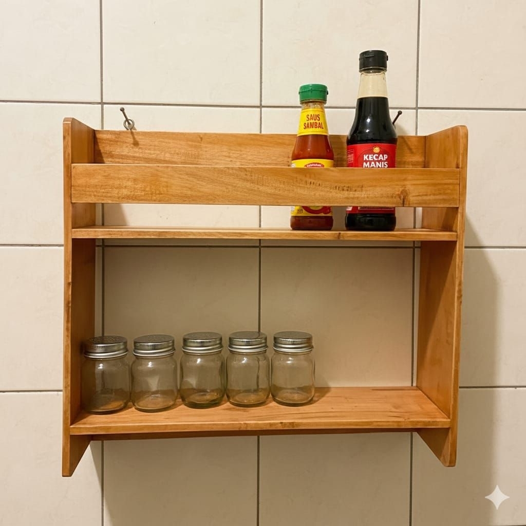Rak bumbu gantung Rak bumbu kayu serbaguna Rak bumbu minimalis