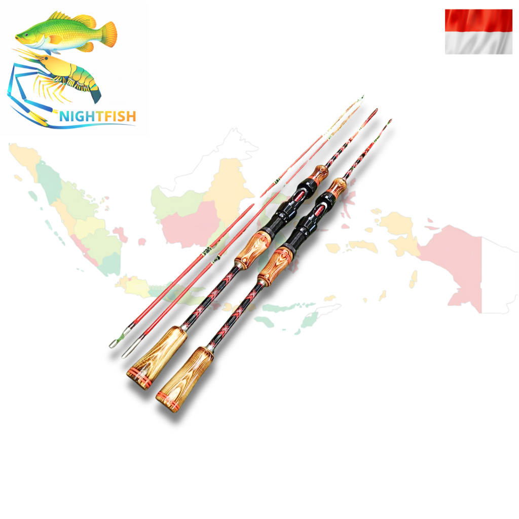 joran udang/ikan model japstyle dengan gagang kayu jati belanda salai