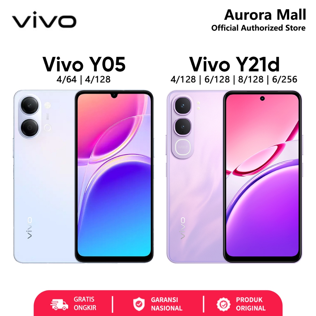 Vivo Y05 Y21d - 4GB/6GB/8GB Extended RAM Official Store HP Android Murah Terbaru 2026 Handphone COD