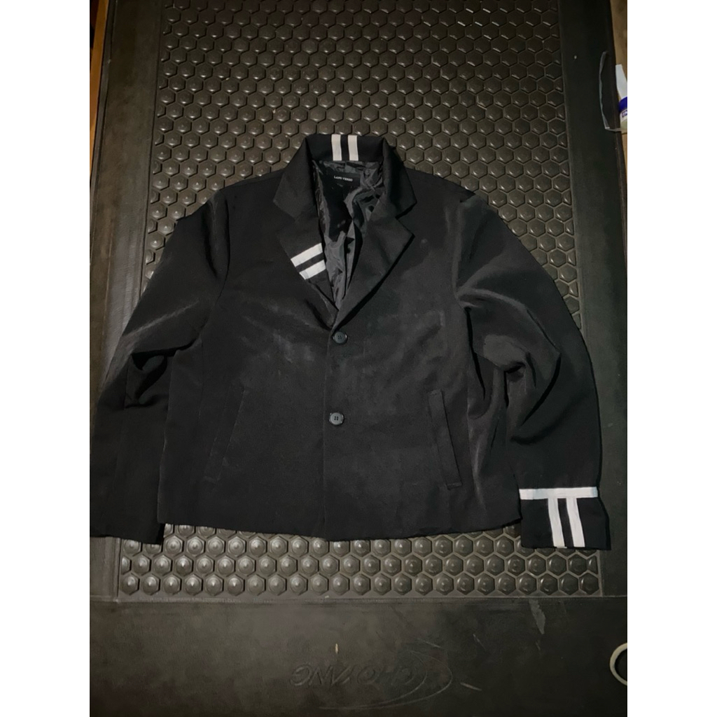 OUTER BLAZER JAS UNIK HITAM LIST PUTIH LANG VERSIO MEWAH BRANDED