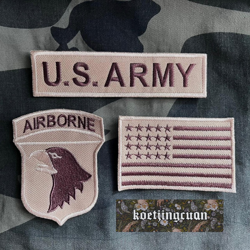 [PAKETAN] Patch Emblem Bordir Jahit US Army Cream