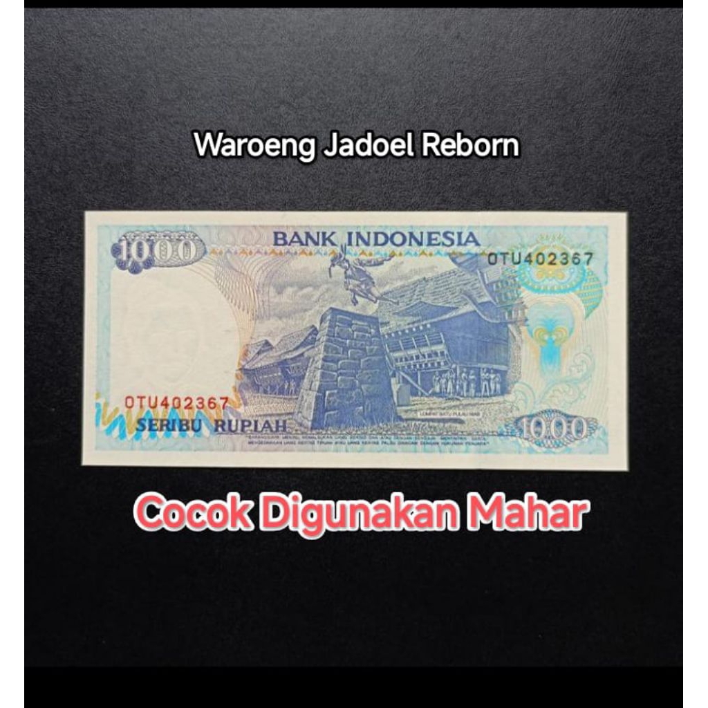 Uang Seribu Rupiah Asli Lompat Batu Koin Uang Kertas Rp 1000 tahun 1992 Mahar Koleksi Logam Coin Ker