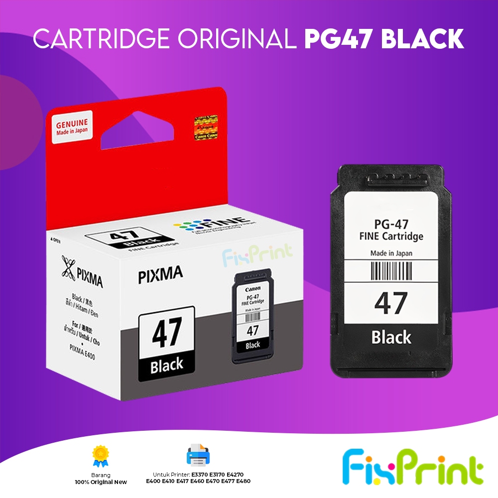 FixPrint Cartridge Canon PG47 PG 47 Black Ink CL57 CL-57 Color Ink Cartridge Tinta Printer E400 E410