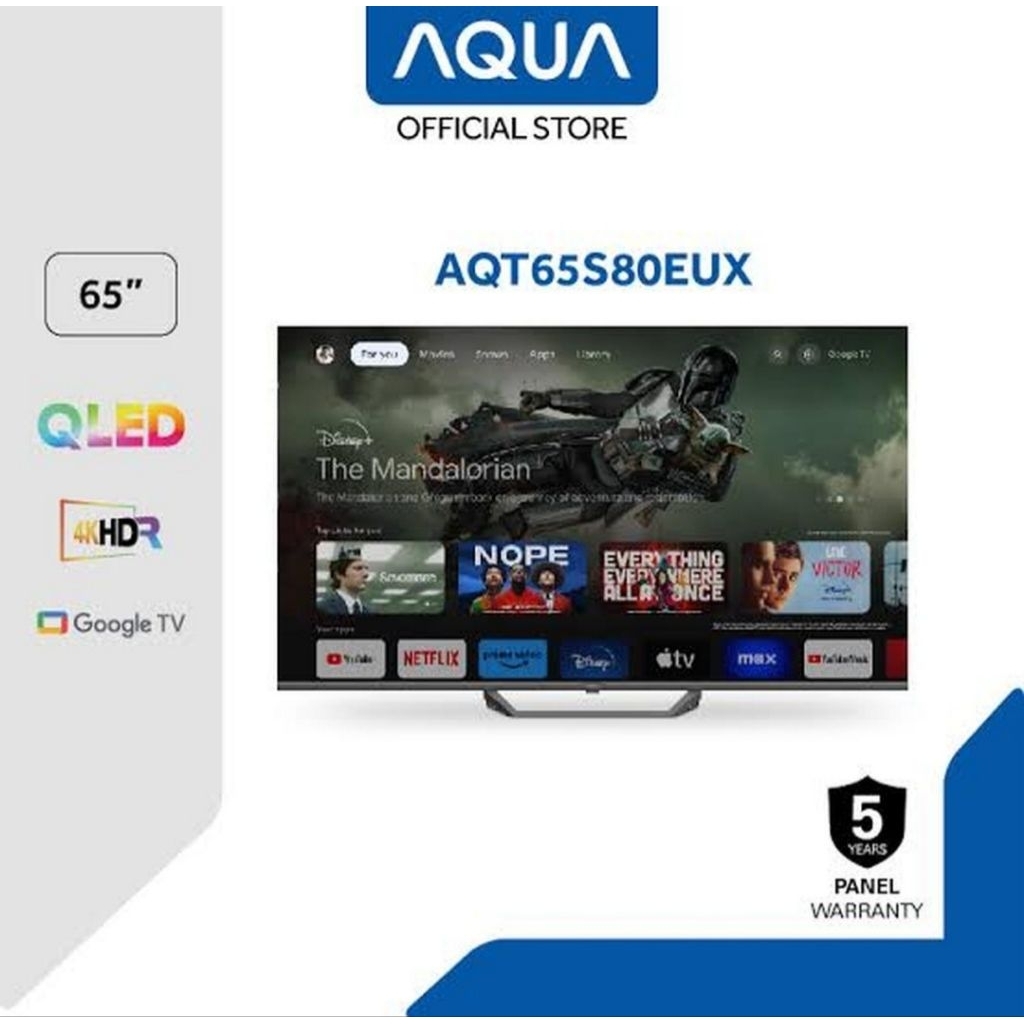 TV LED AQUA 65INCH QLED GOOGLE TV AQT65S80EUX TV AQUA 65INCH GOOGLE TV QLED