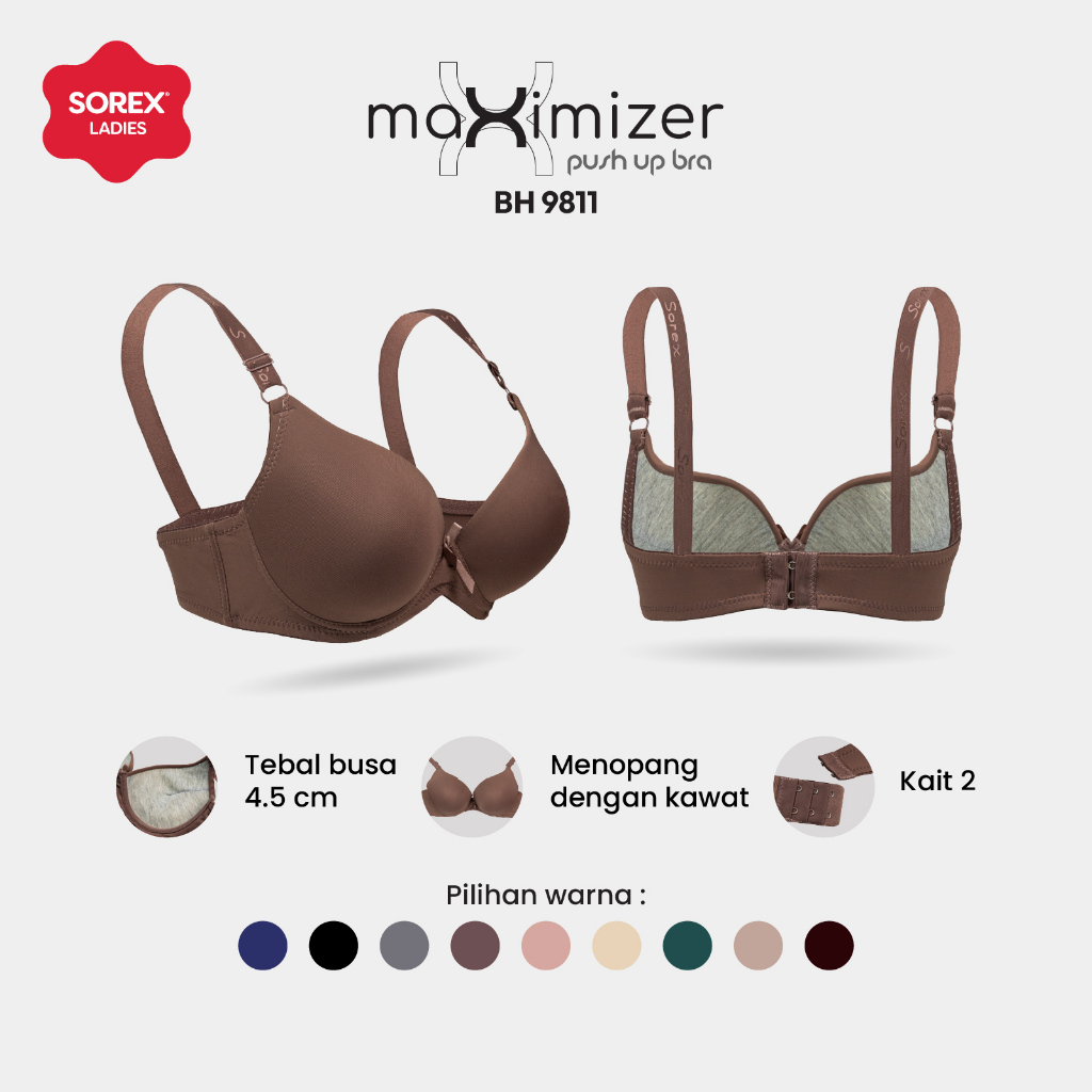 Sorex Maximizer Bra 3/4 Push Up Busa Tebal Kawat Kait 2 Setara Cup A-B BH 9811