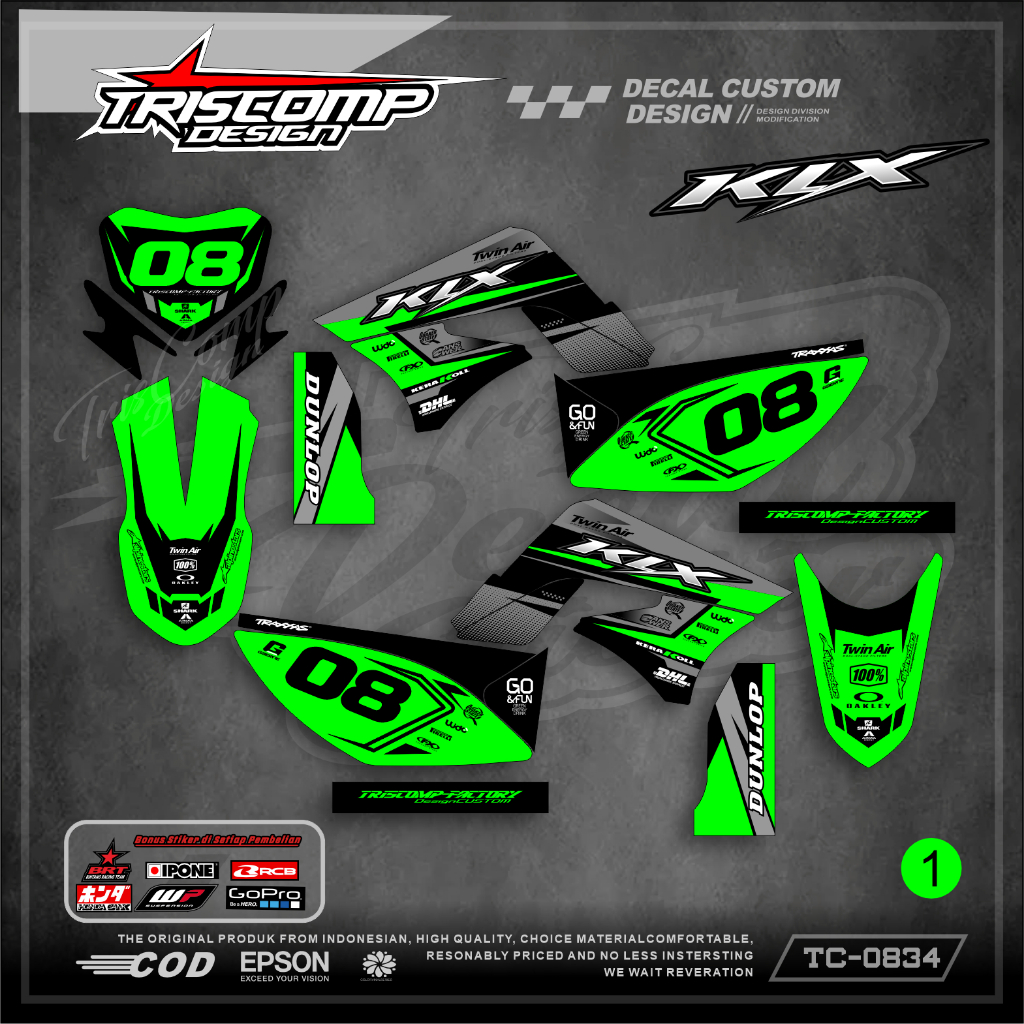 Decal Sticker Fullbody KLX LAMA/S - DTRACKER LAMA (lama,old) Hologram chrome Premium superglossy Des