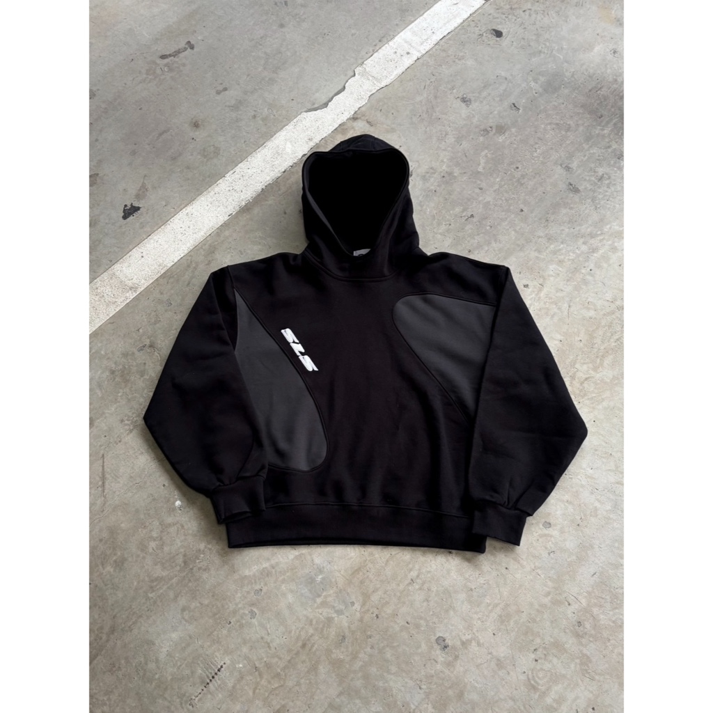 SHE LOVES SPRING "SONATA" BLACK AND CHARCOAL BOXY HOODIE