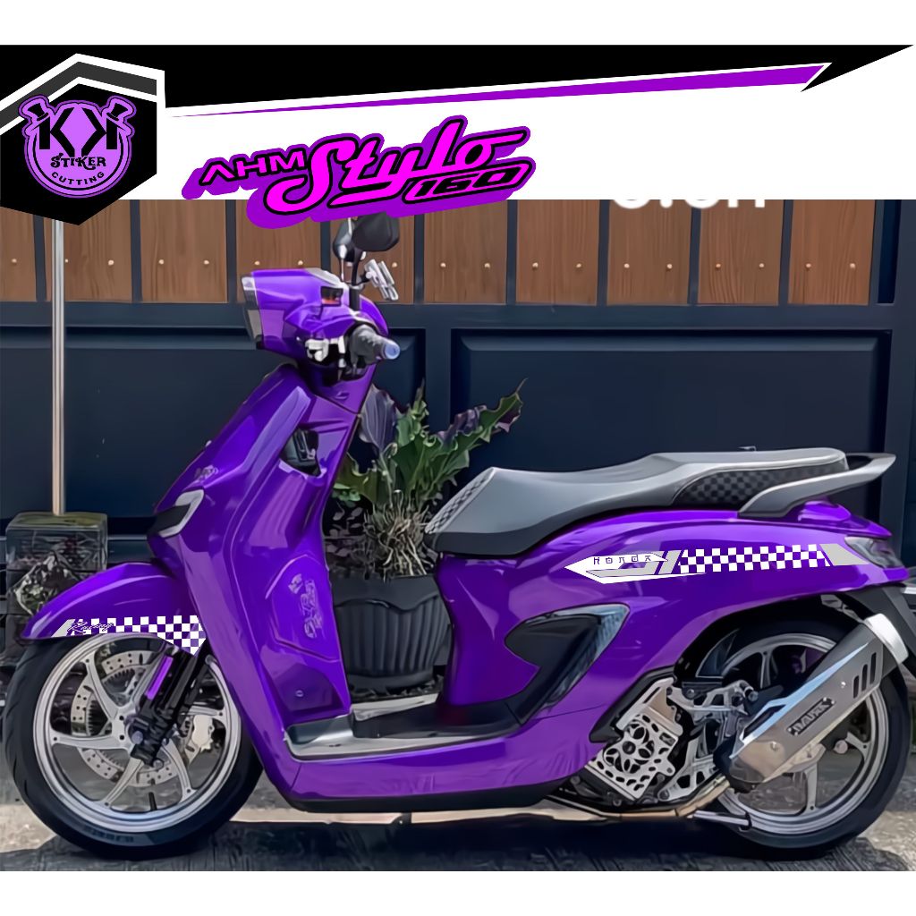 SC.628/STRIPING CUTTING/STICKER AHM HONDA STYLO/STICKER VARIASI CHECKERBOARD/LISS BODY AHM STYLO