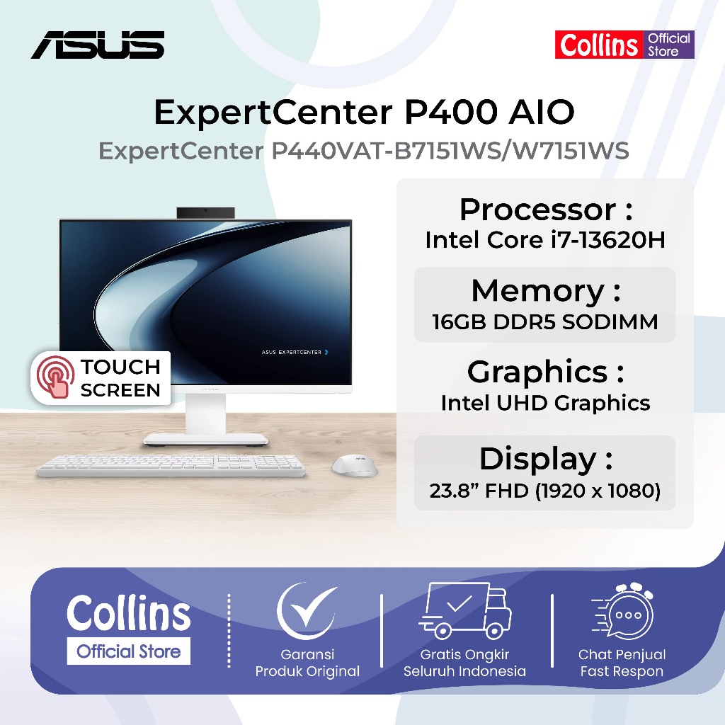 [TouchScreen] PC Asus ExpertCenter P400 AIO P440VAT/Intel Core i7-13620H/16GB/512GB/23.8 inch FHD/Wi