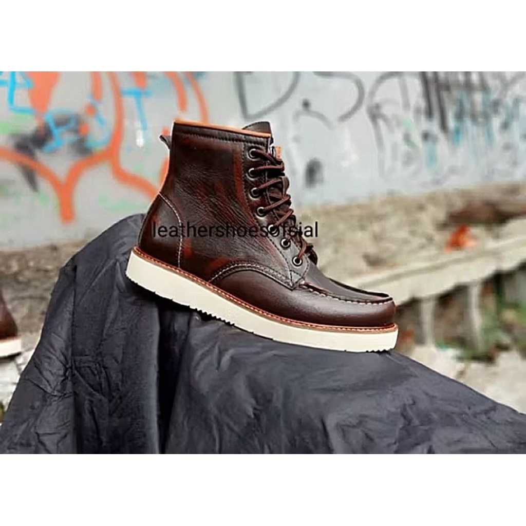 sepatu model redwing moctoe boots sepatu redwing original teather fhasion pria