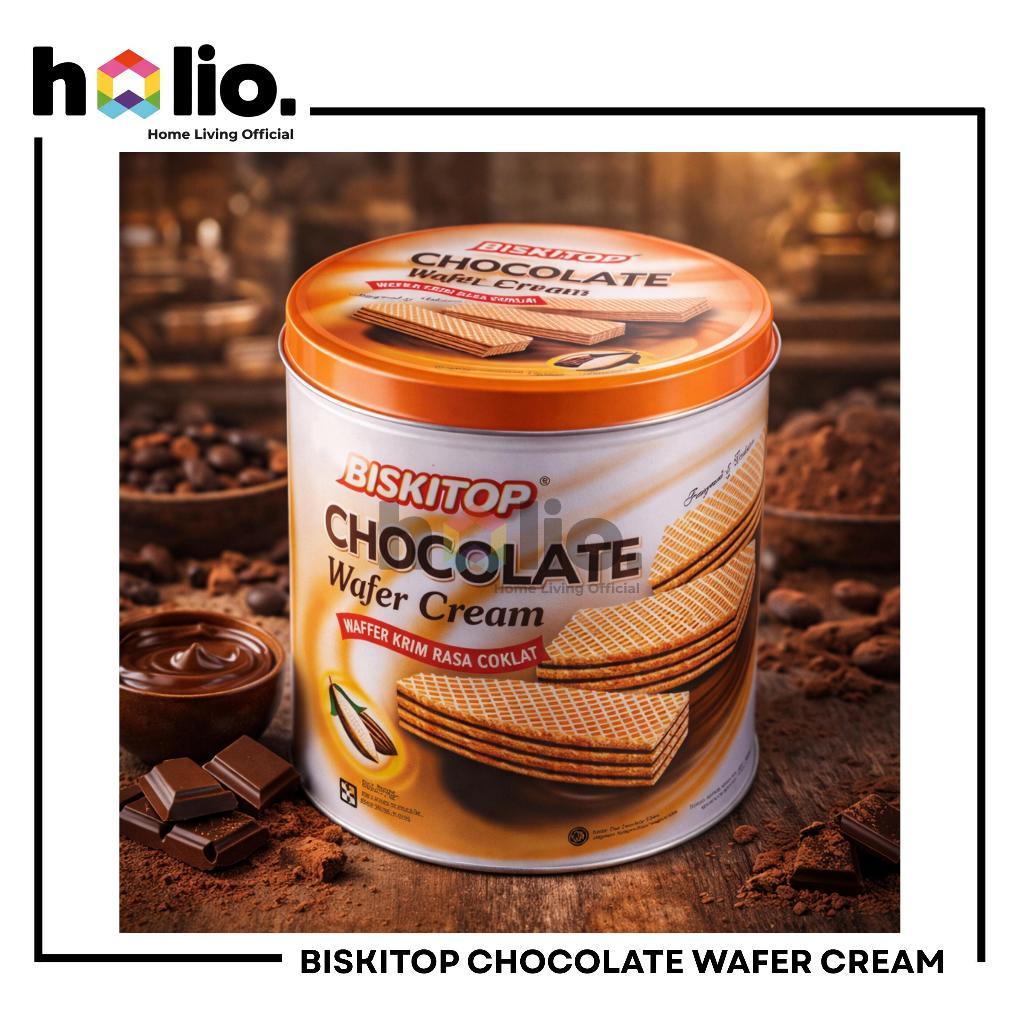 Holio Gloria BISKITOP Wafer Tin Coklat Cream Rasa Coklat Isi 500gr