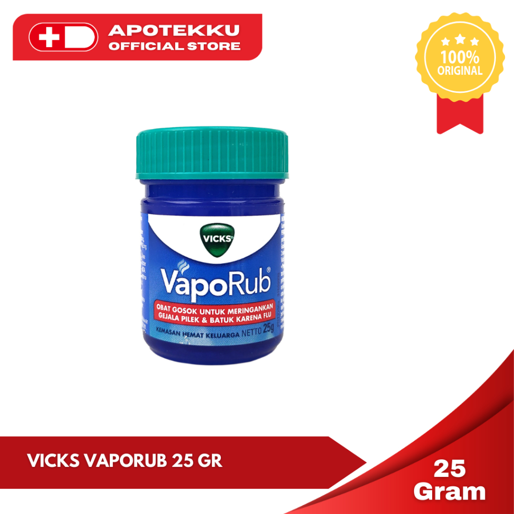 VICKS VapoRub 25GR Melegakan Pernapasan Obat Gosok Flu Batuk Dewasa Anak 2 Tahun