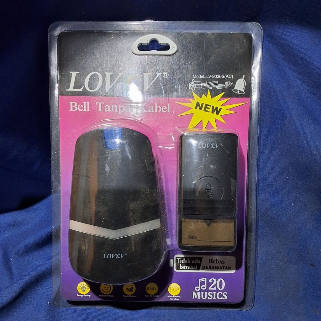 Bel AC LV 9036S Lovov bel pintu rumah wireless ding dong suara keras aneka macam suara waterproof ci