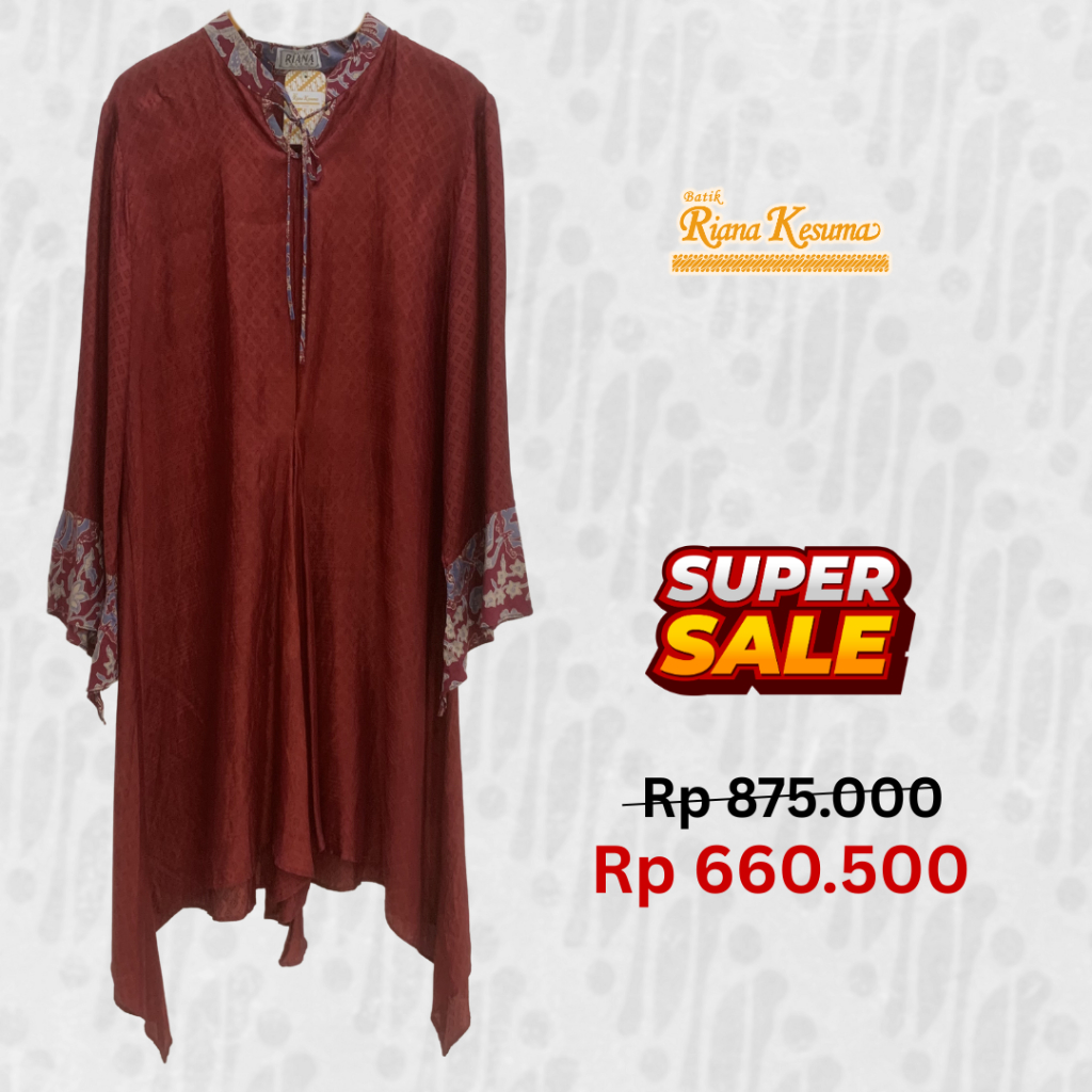 Batik Riana Kesuma - Atasan Muslim Wanita Tunik Batik Maroon