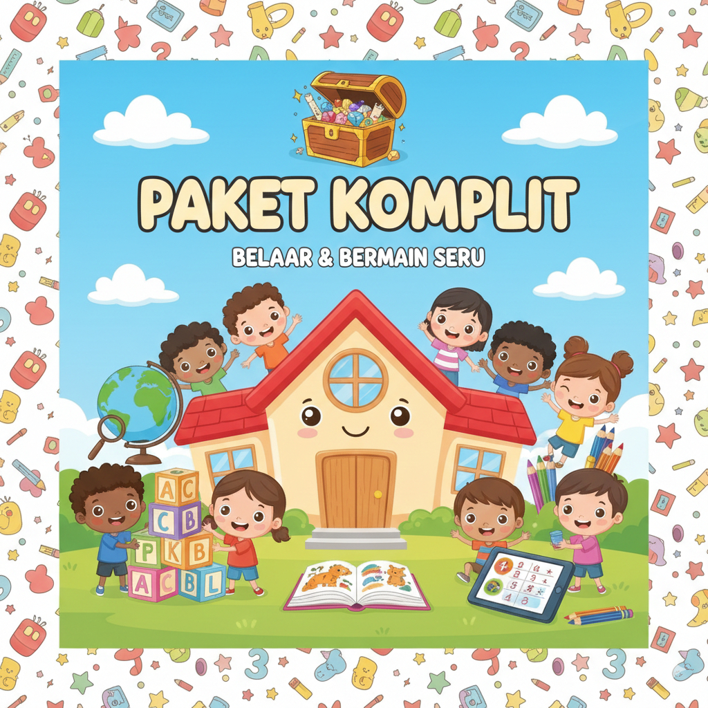 Paket Komplit Edukasi Anak PREMIUM | Worksheet & E-Book PAUD TK SD | File PDF + Game Edukasi