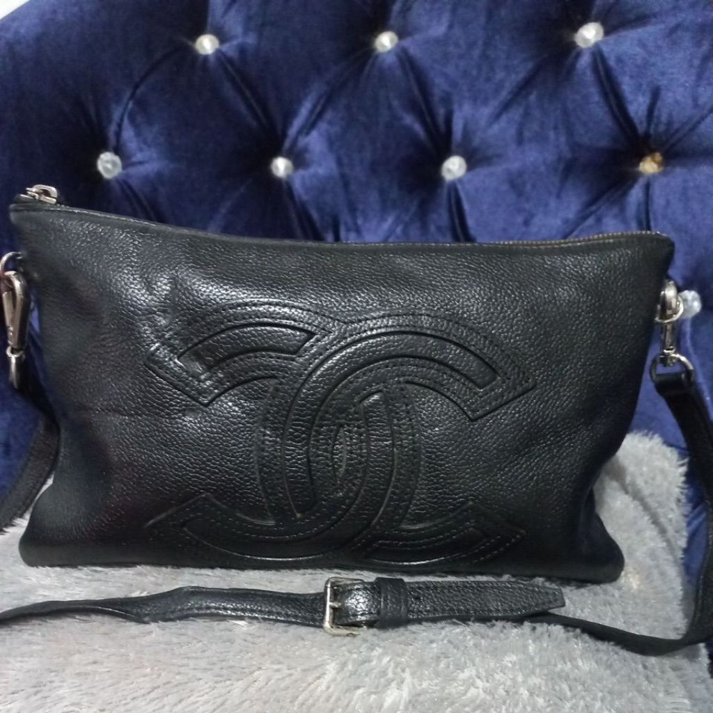 Tas sling bag chanel bahan kulit asli