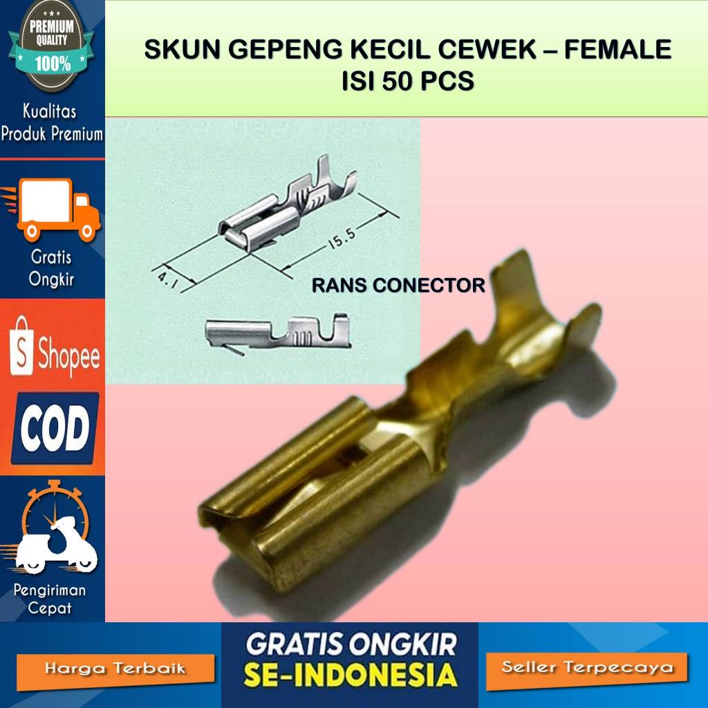 ISI 50 PCS..SKUN SOKET GEPENG KECIL FEMALE CEWEK SKUN KABEL SOKET GEPENG KECIL