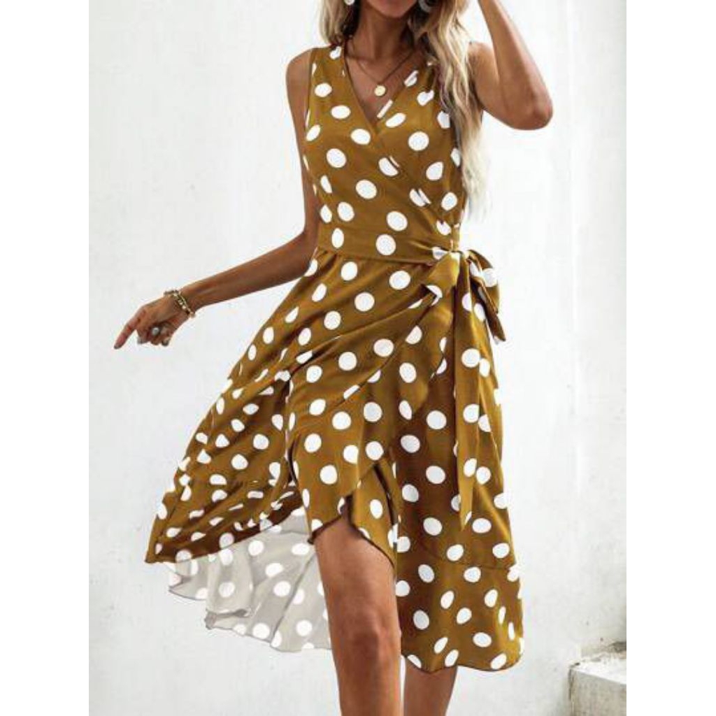 SHEIN Polkadot Kimono Brown Dress