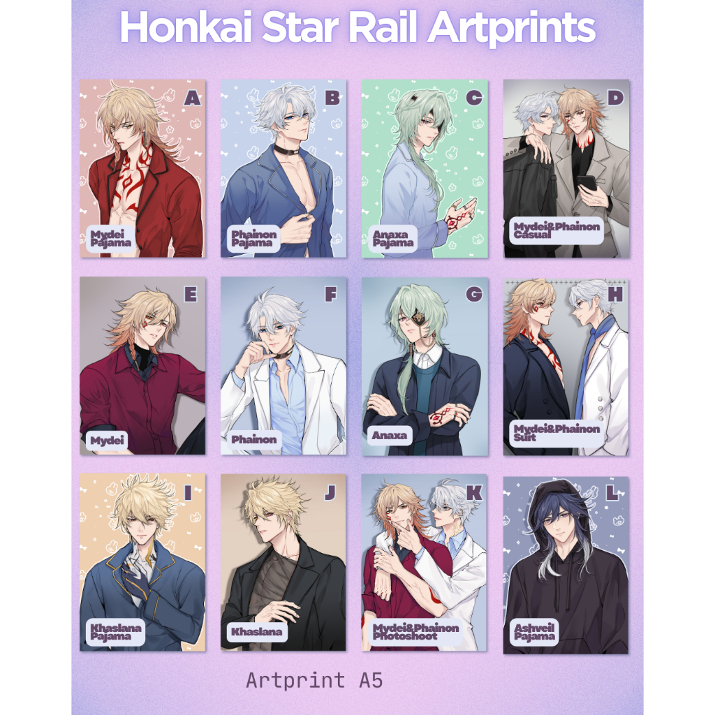 Honkai Star Rail Artprints Blade Dan Heng renheng Sunday Aventurine Dr Ratio Aventio