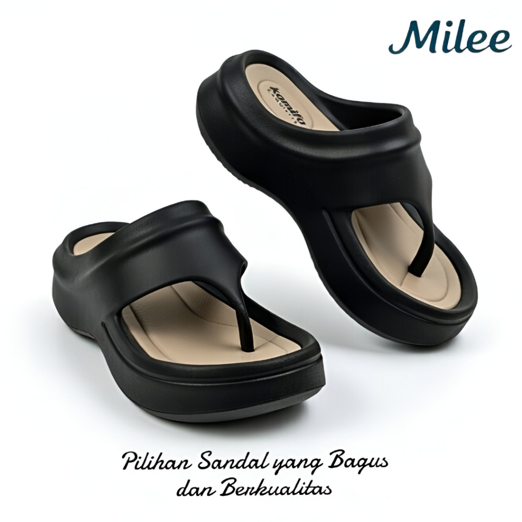 Sandal Jepit Wanita Kekinian Terbaru Sendal Wedges Bahan Karet Premium Tinggi 5cm Ukuran 35-40