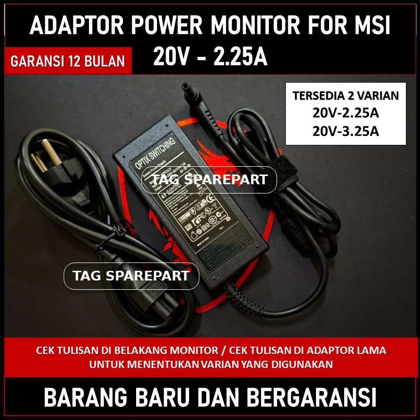 ADAPTOR POWER MONITOR FOR MSI OPTIX G241 G24C G271 20V-2.25A