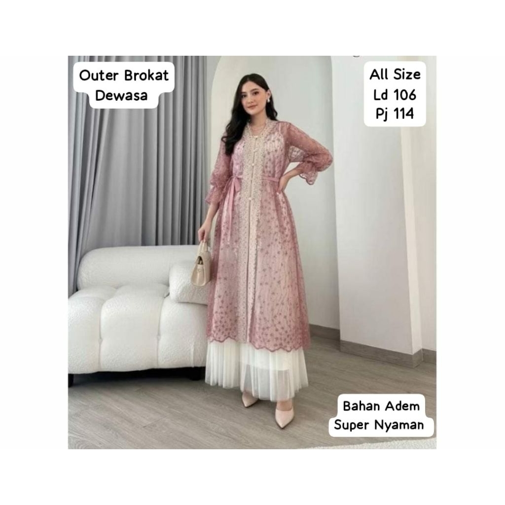 Outer Brokat Panjang Bahan Tile Super Nyaman Bestseller