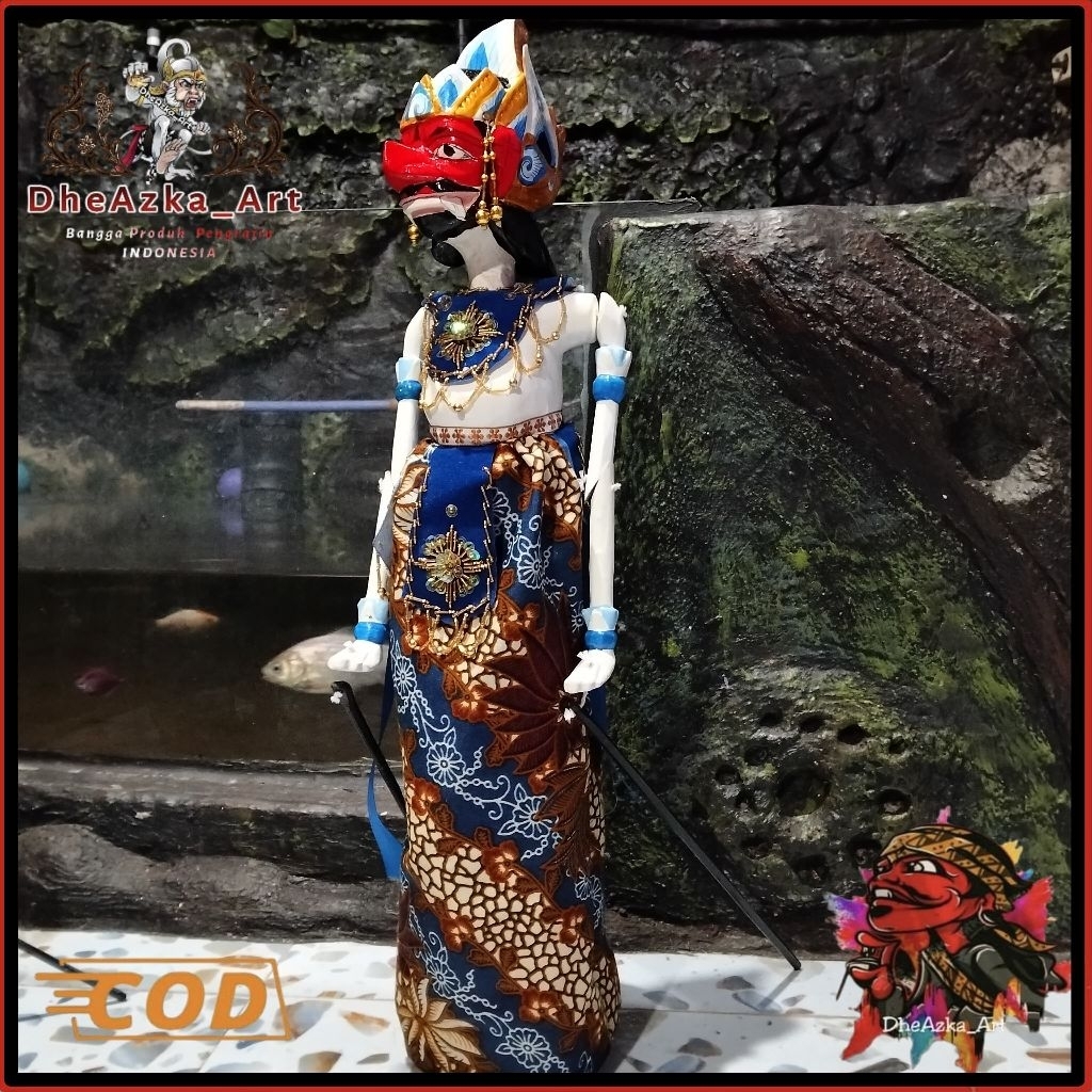 DheAzka Art Rahwana 55 cm Wayang Golek Satria & Gagah Berkarisma Kualitas Medium Tinggi Stand Eksklu