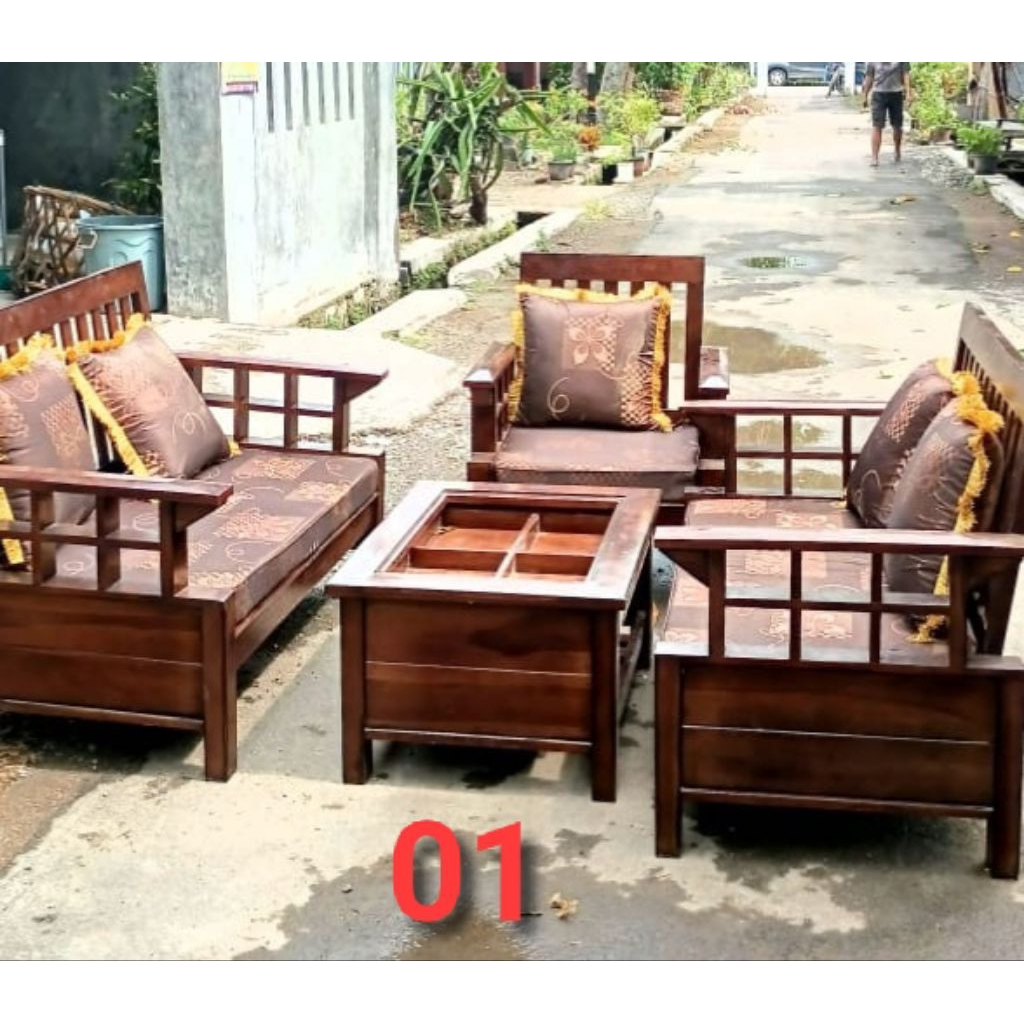 Set Kursi Tamu Kayu Jati Tua + Meja Tamu