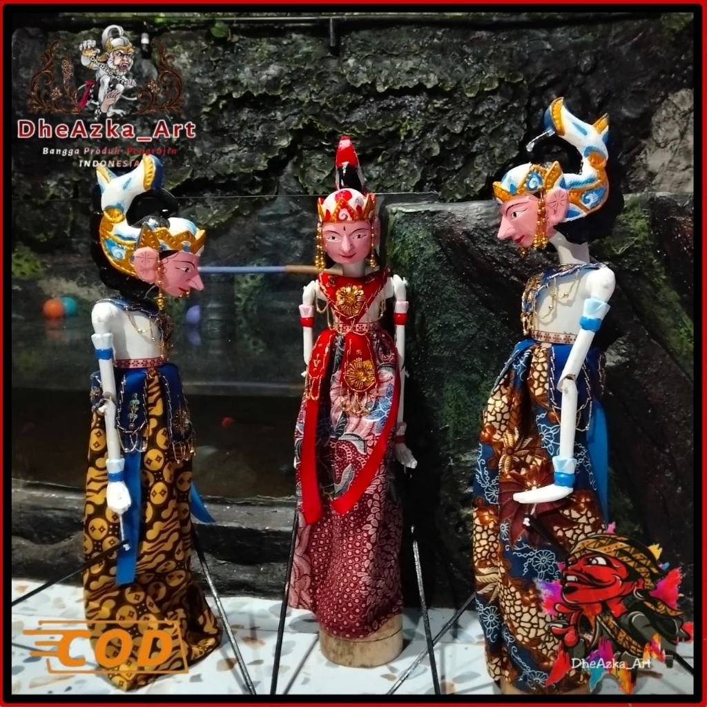 DheAzka_Art Satria 55 cm Wayang Golek Satria Kualitas Medium Tinggi Busana Batik Klasik Ornamen Pres