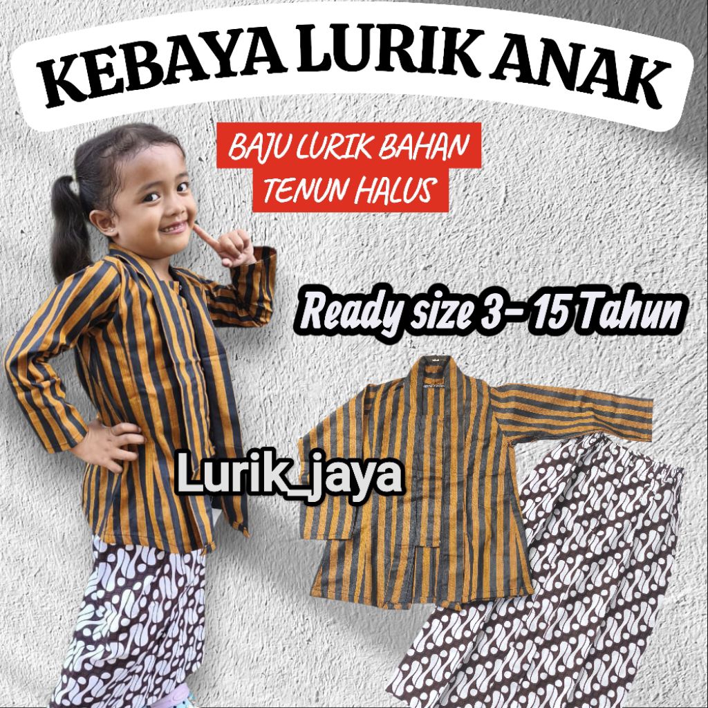 Kebaya lurik anak bahan tenun halus / baju lurik anak perempuan / baju adat anak perempuan