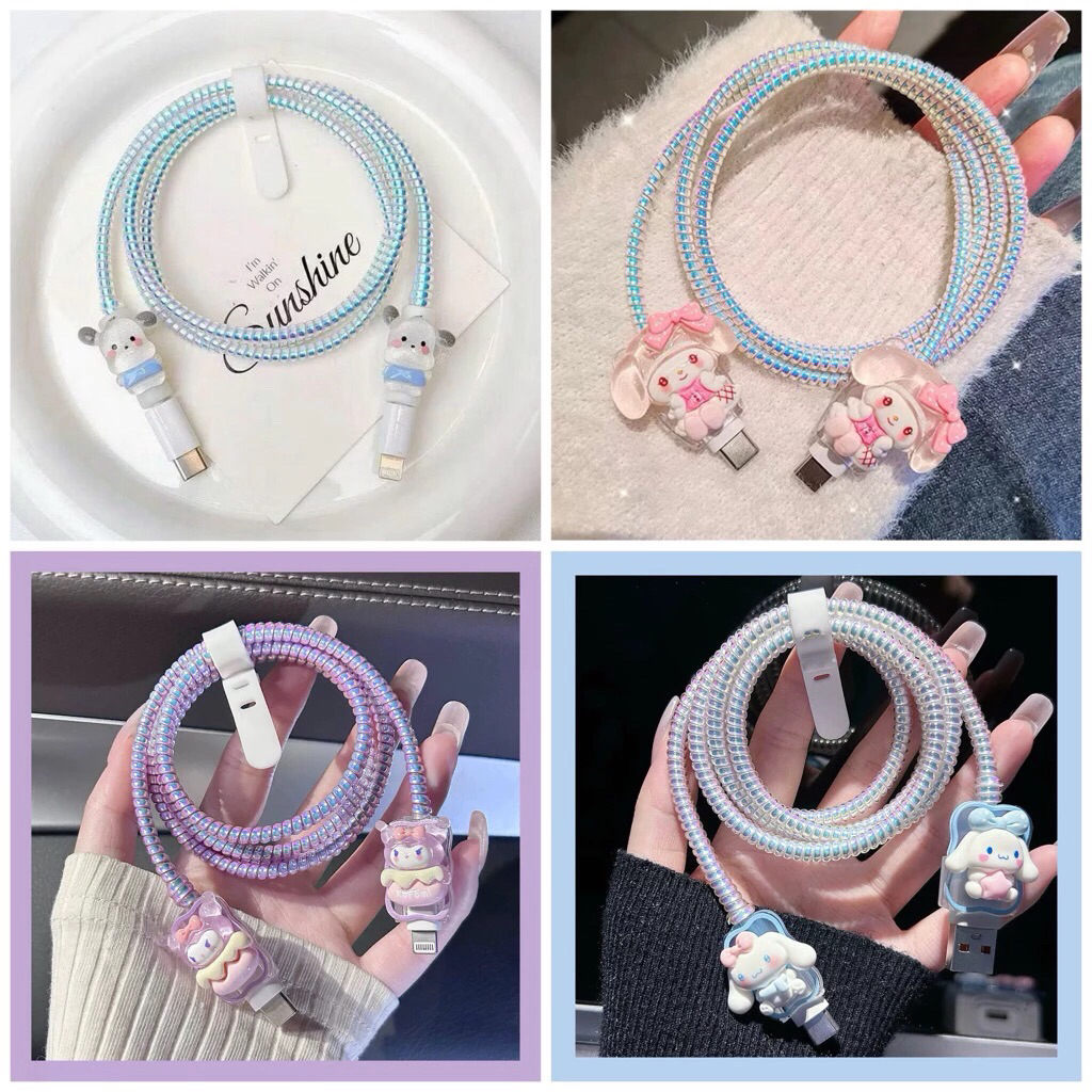 Pelindung Kabel Charger 1 set 4 item Kabel Data Iphone dan Android